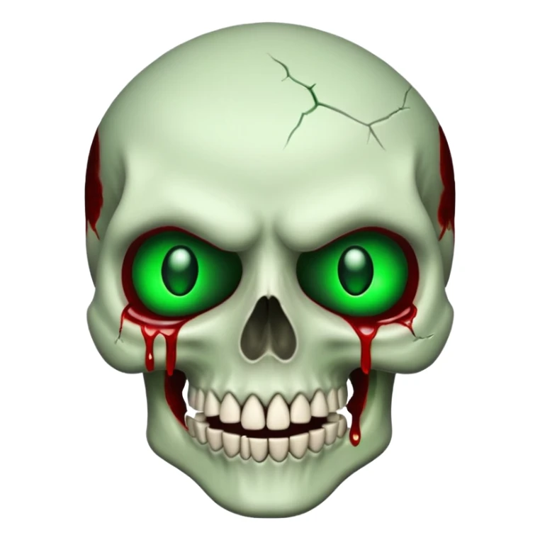 Bleeding skull with glowing green eyes and a sinister smile sticker