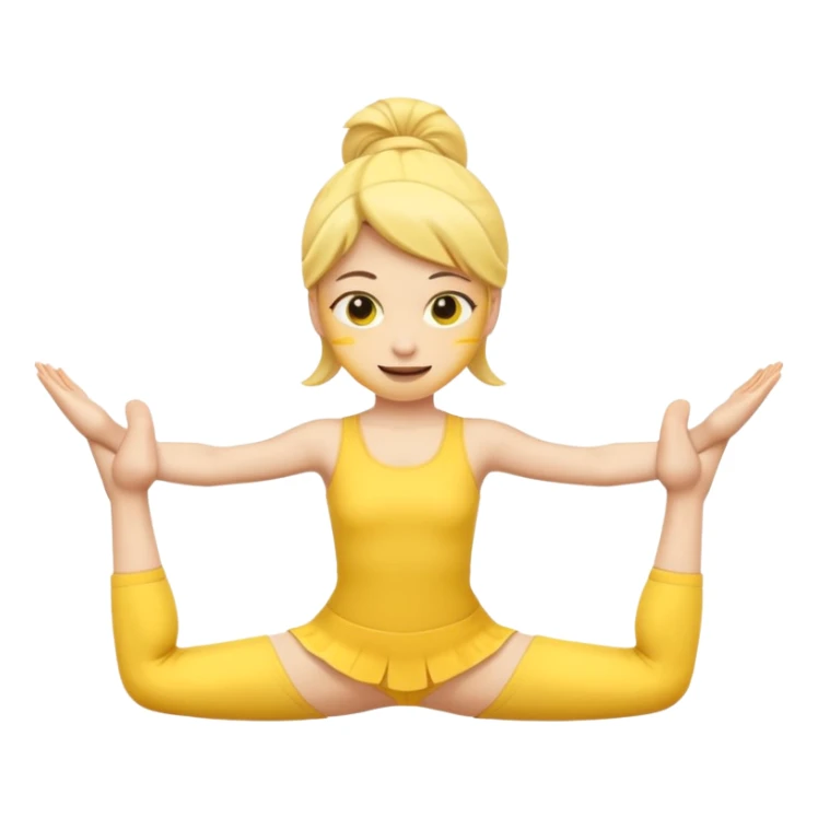 Yellow emoji girl doing the front splits sticker