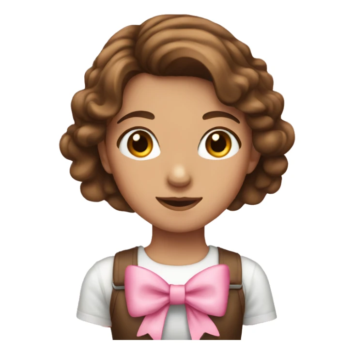 Girl with brown hair wearing a pink bow sticker