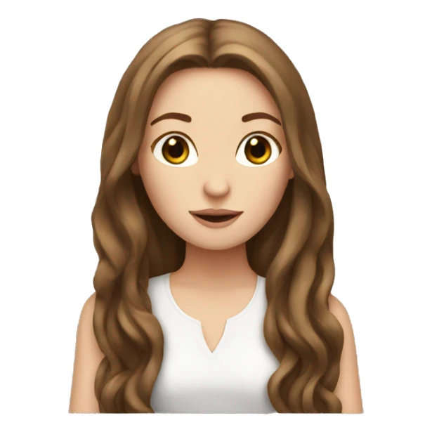 White girl with long brown hair sticker