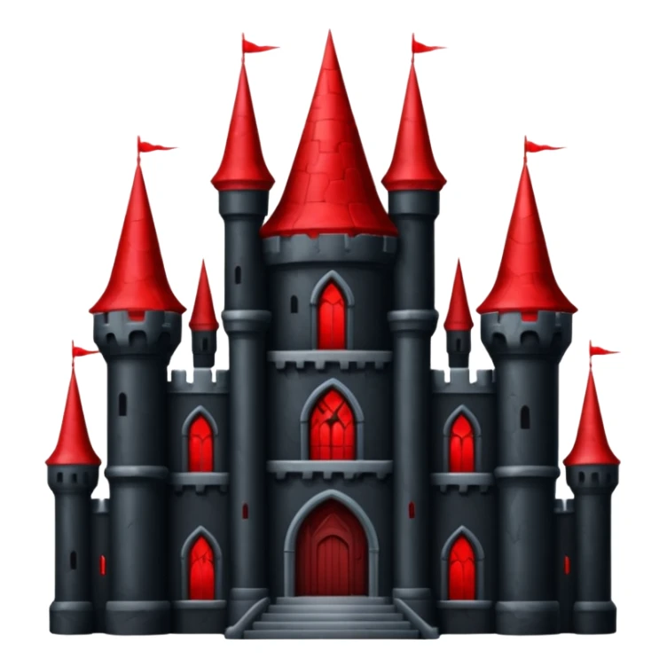 Dark Castle with the colors red and black, it should not look cartony sticker