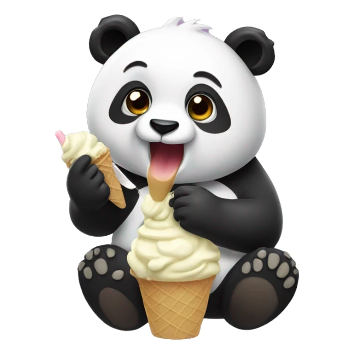 Panda eating ice cream sticker