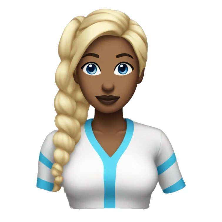 black woman blonde ponytail blue eyes full lips sticker