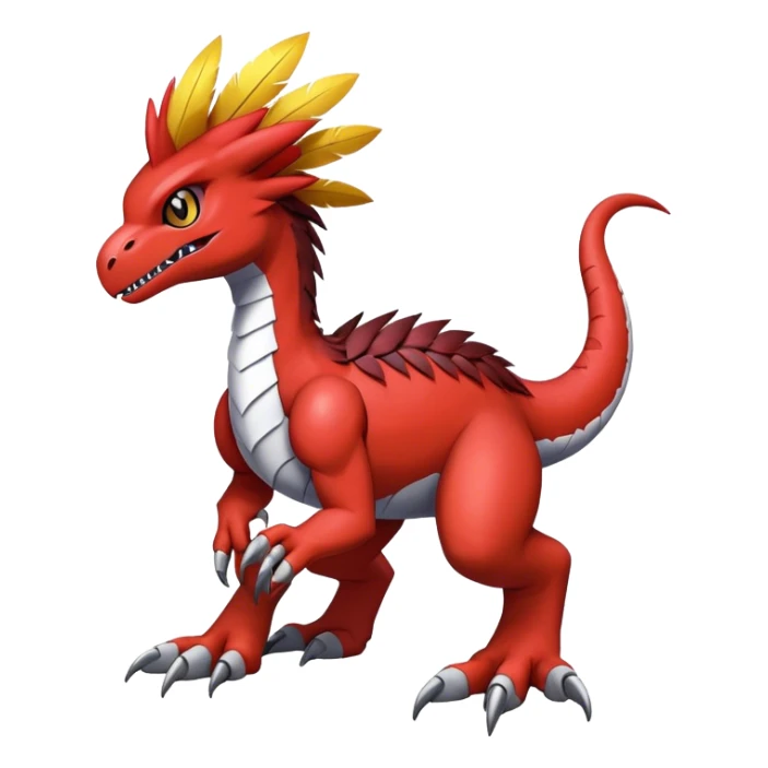 Furry feather-mane Cool Edgy shiny Digimon-Fakemon-Guilmon-Velociraptor full body   sticker