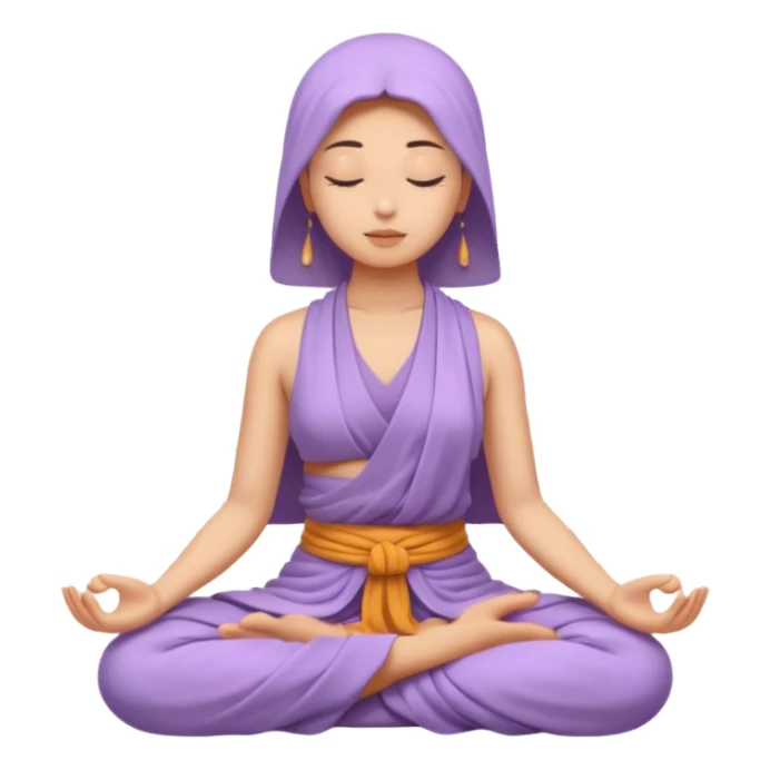 serene woman meditating, face only, draped in a lavender Buddhist soutane sticker