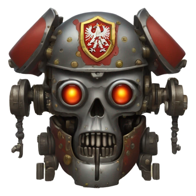 adeptus mechanicus head featuring Russian coats of arms sticker