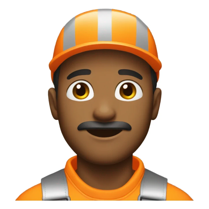 man wearing orange hi visibility overalls  sticker