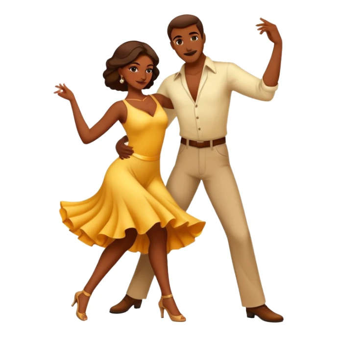 a man and a woman salsa dancing together, dramatic pose sticker