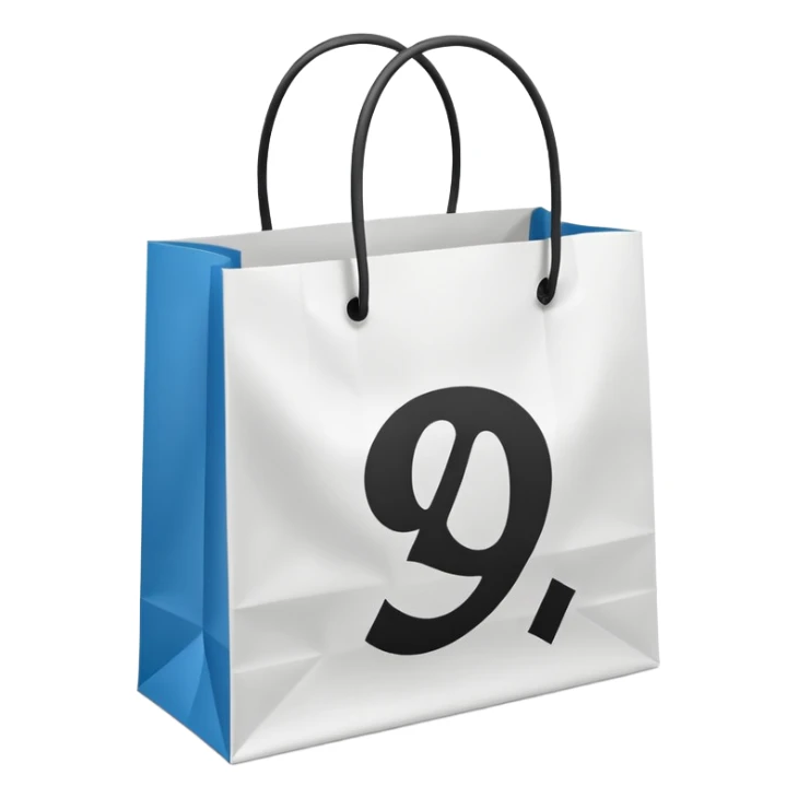 A shopping bag with a bold percent symbol (%) printed on it, symbolizing discounts and shopping benefits. sticker