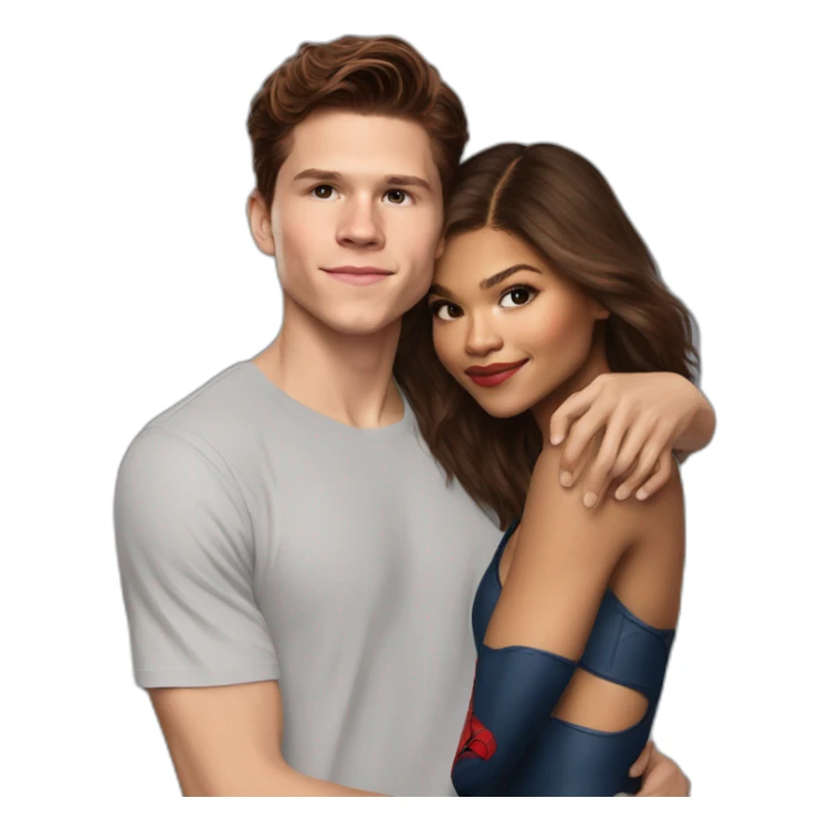 Zendaya with spiderman - tom holland, kiss sticker