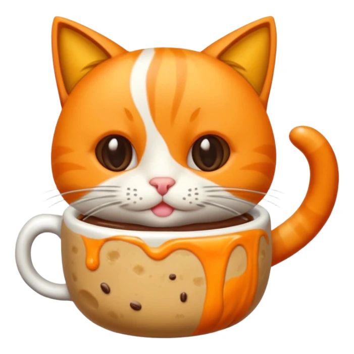 Gato naranja tomando café frio con un popote agarrándolo con sus patitas sticker