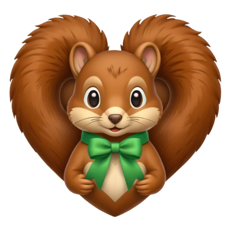 Squirrel in a heart with a green ribbon sticker