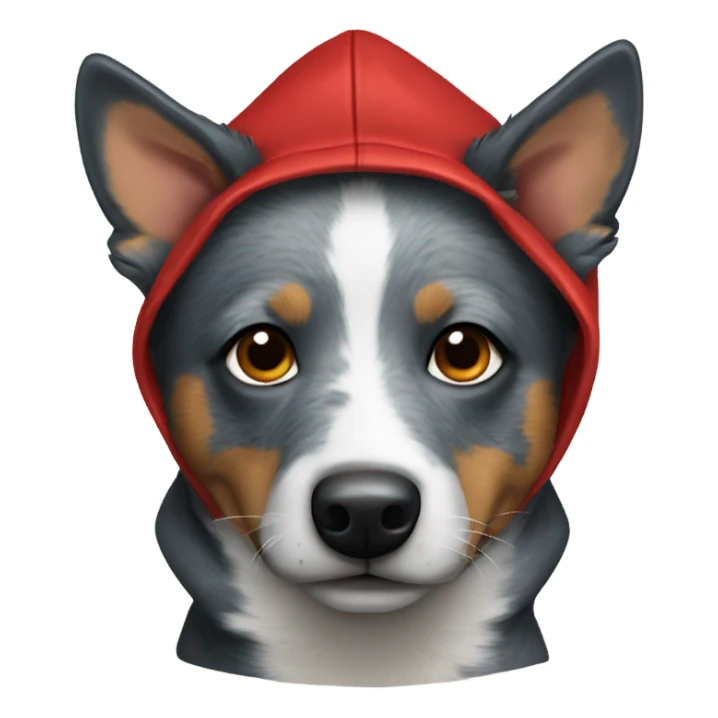 Blue heeler wearing a red hoodie sticker