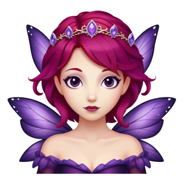 dark purple plum fairy with red hair  sticker