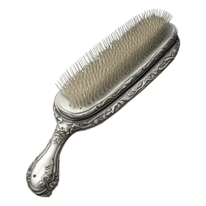 vintage rococo silver hair brush sticker