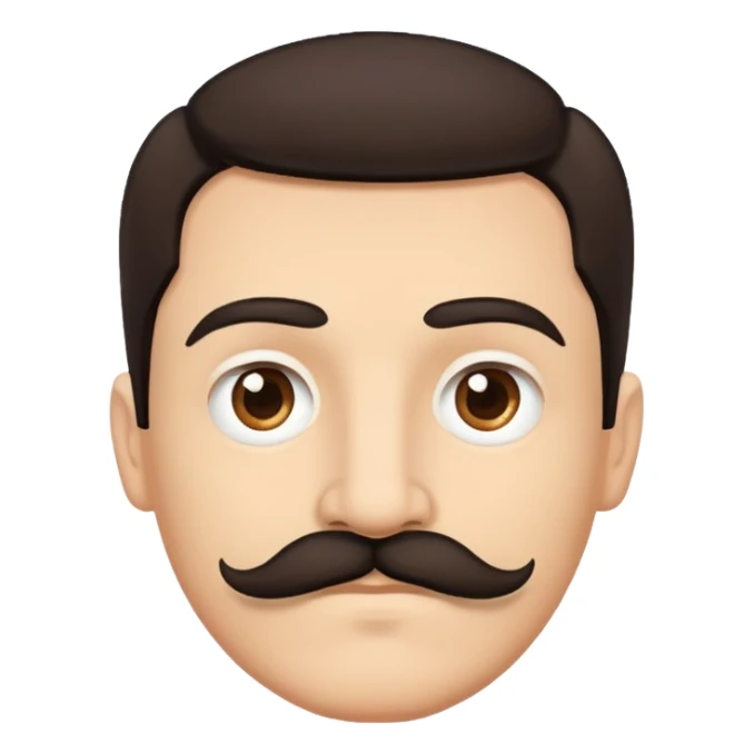 man face with mustache, medium eyes, medium light skin, dark hair, no neck sticker