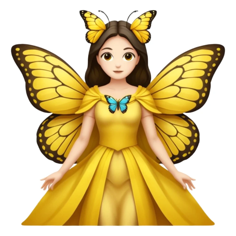 nature spirit woman dressed as butterfly herald yellow, wing sleeves spread  sticker