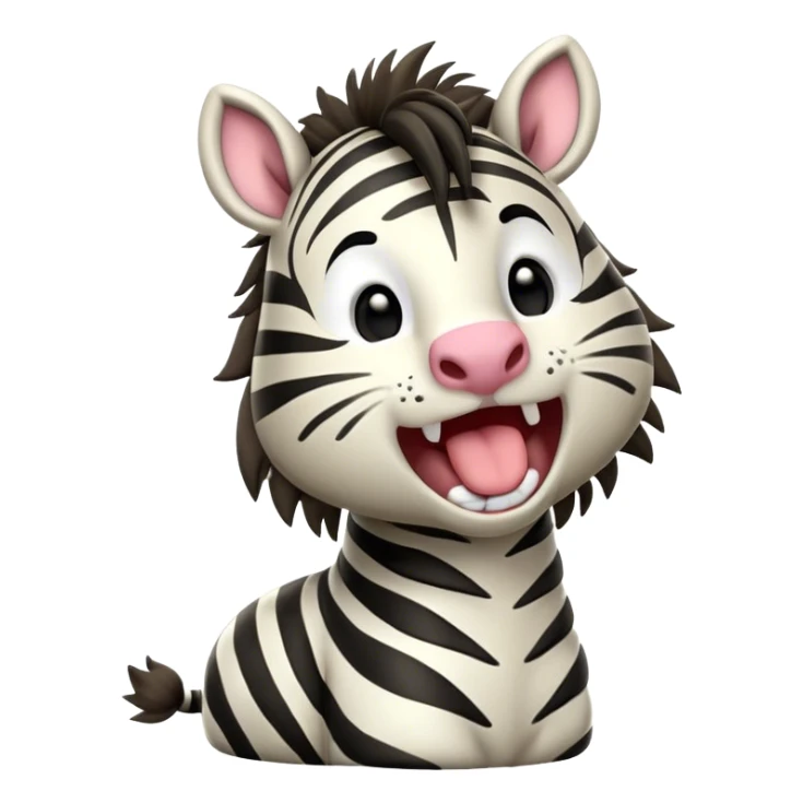 Cinematic Cute Yawning Zebra Portrait Emoji, Head tilted slightly with a dramatic, wide-open yawn, showcasing a soft, downy striped Fur with gently drooping ears and round eyes barely open in drowsy contentment, Simplified yet irresistibly adorable features, highly detailed, glowing with a soft, cozy glow, high shine, relaxed yet expressive, stylized with a touch of savannah charm, bright and endearing, soft glowing outline, capturing the essence of a sleepy yet affectionate zebra, so drowsy it feels like it could stretch out of the screen and curl up for a nap! sticker