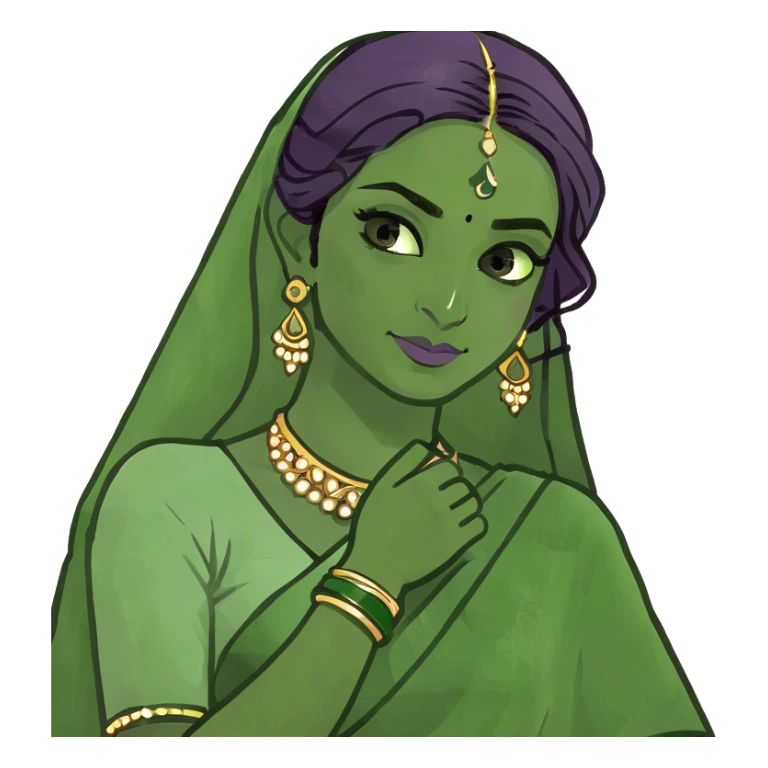 Pakistani girl wearing a purple sari  sticker