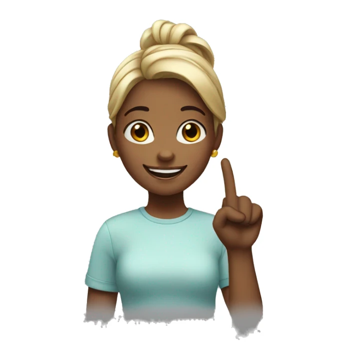 Girl one finger and smiling sticker