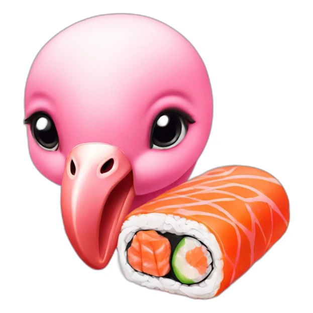 Cute Baby flamingo eating sushi sticker