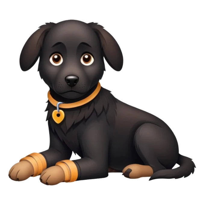 black dog with a splint on his broken arm sticker