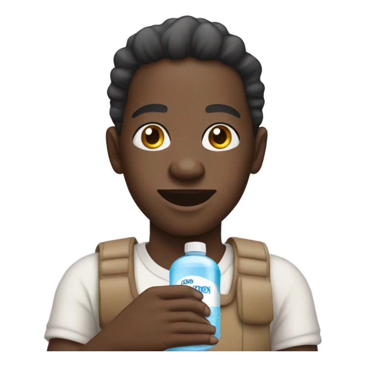 African holding baby oil sticker