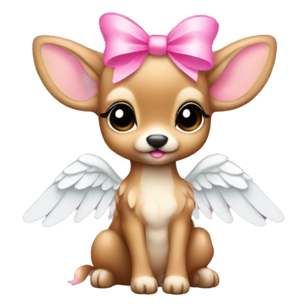 Baby fawn with pink bow and angel wings sticker