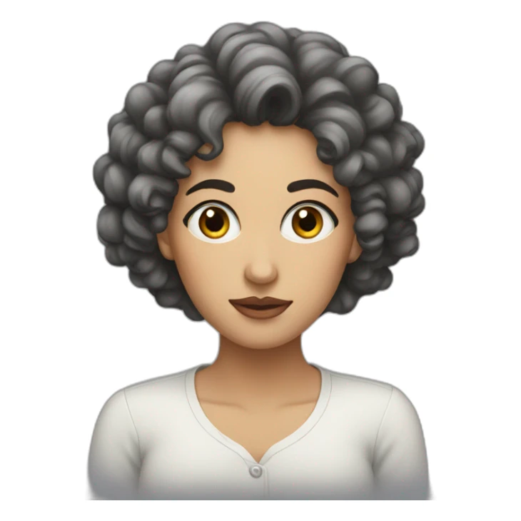 a woman with black curly eye rolling sticker