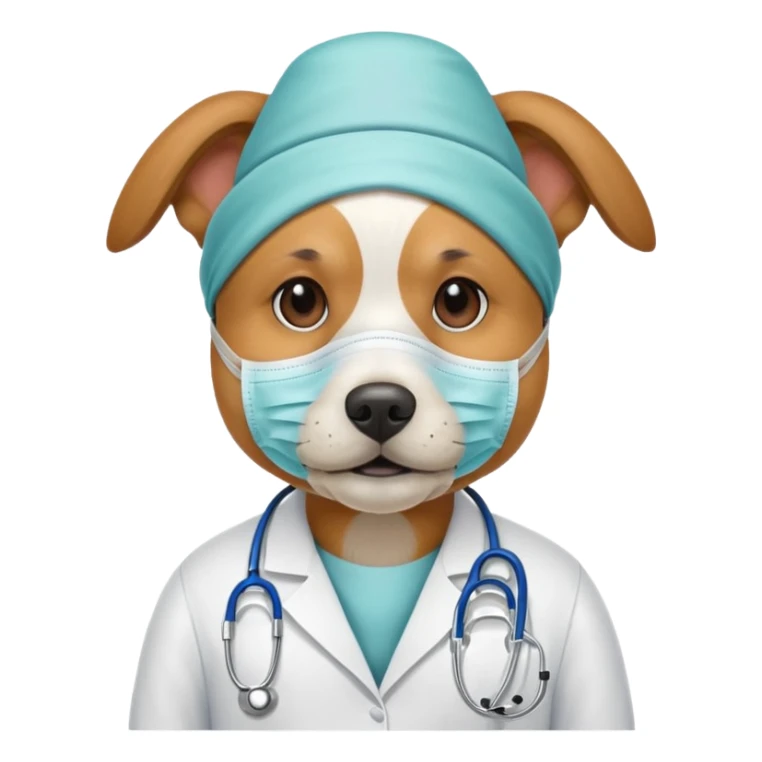 doctor dog wearing medical mask sticker