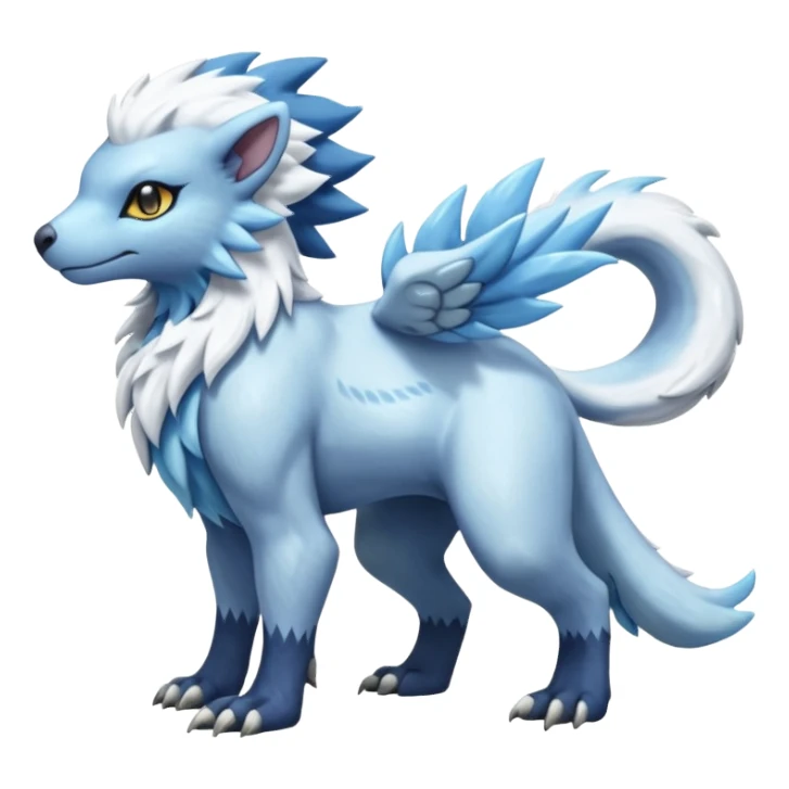 Icy scarf-covered glacial glistening glossy smooth soft flaky scaly furry hyper-realistic boreal Manectric-Absol-Luxray-Pyroar-Fakémon-fusion-animal-creature, full body  sticker