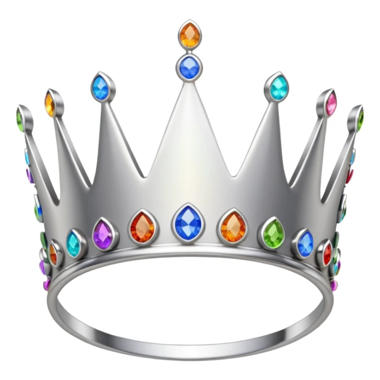 silver feminine dainty crown with rainbow gemstones sticker