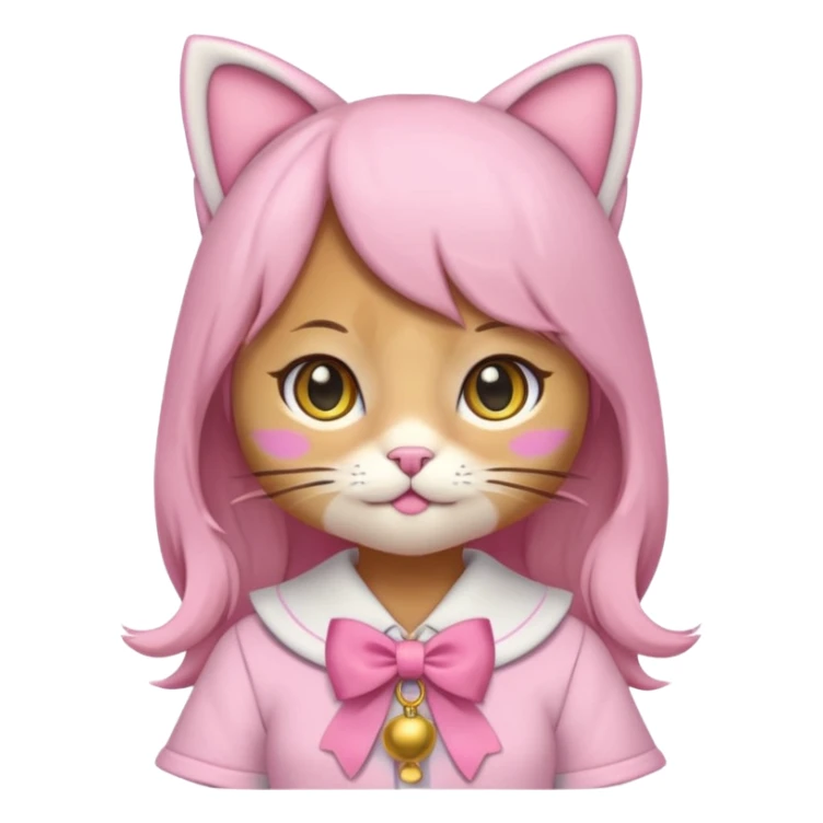 kawaii neko, cute outfit with bell sticker