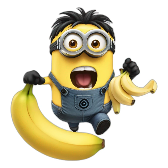Yelling minion holding an banana smothie sticker