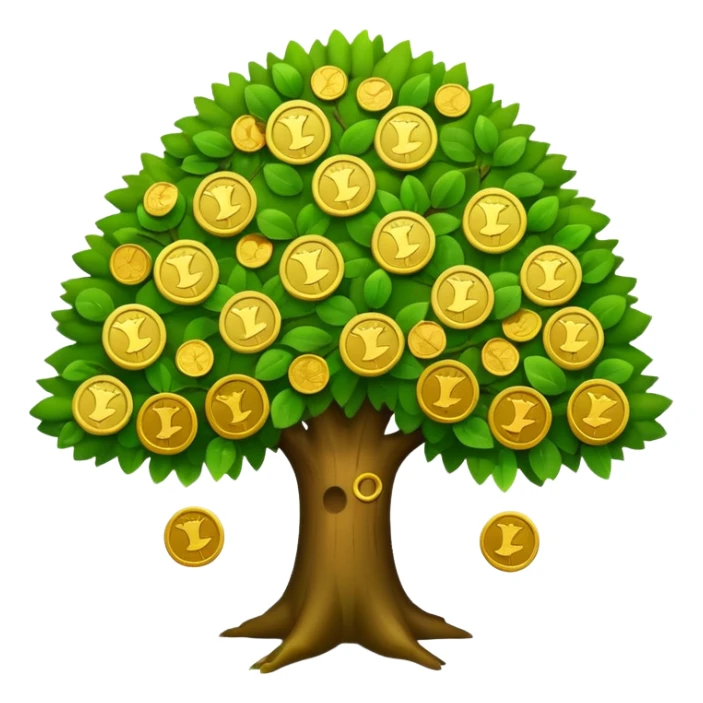 tree like in apple emoji with coins sticker