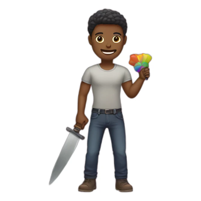 Gay people holding a toy knif sticker