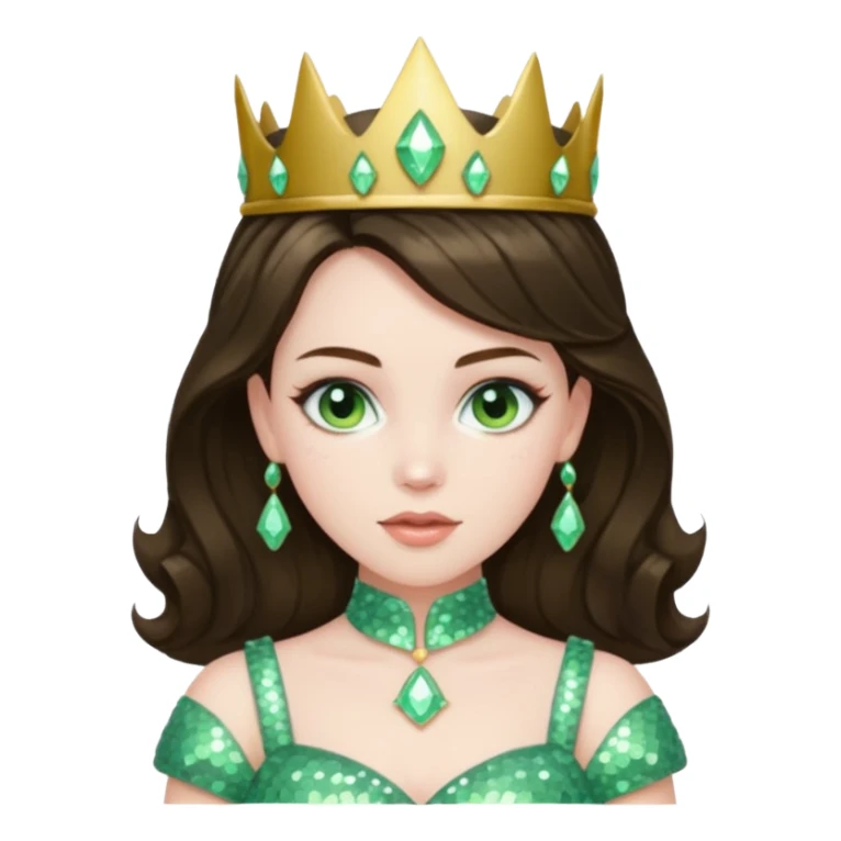 Princess Ozma from Oz with long brunette hair, pale green sequin outfit sticker