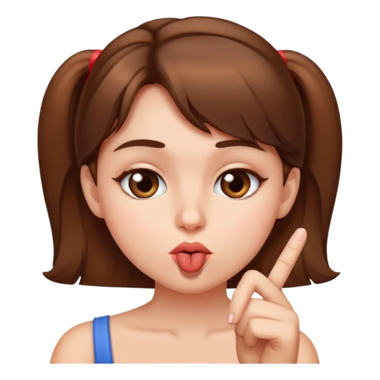 brown haired girl portrait kissing her  middle finger sticker
