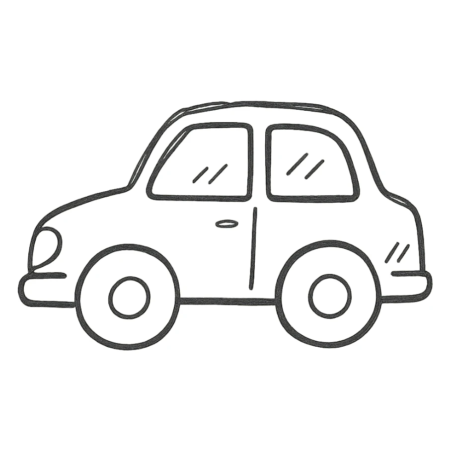 car, hand drawn outline icon style, sketchy lines, no fill sticker