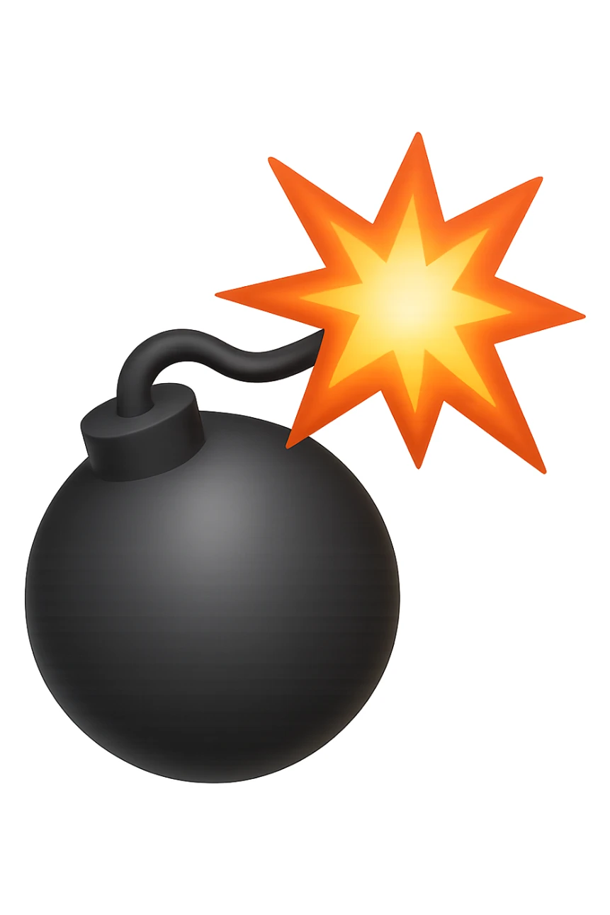 emoji stile iphone di una bomba che esplode sticker