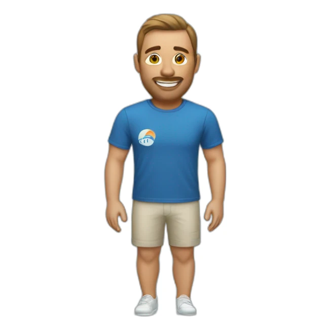 A man wearing a club med t-shirt sticker