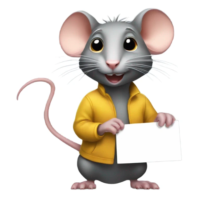 The rat looks to the left and hold a sign "ALINGHT" sticker