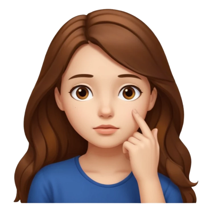 a thoughtful girl looks up and holds her hand under her chin sticker