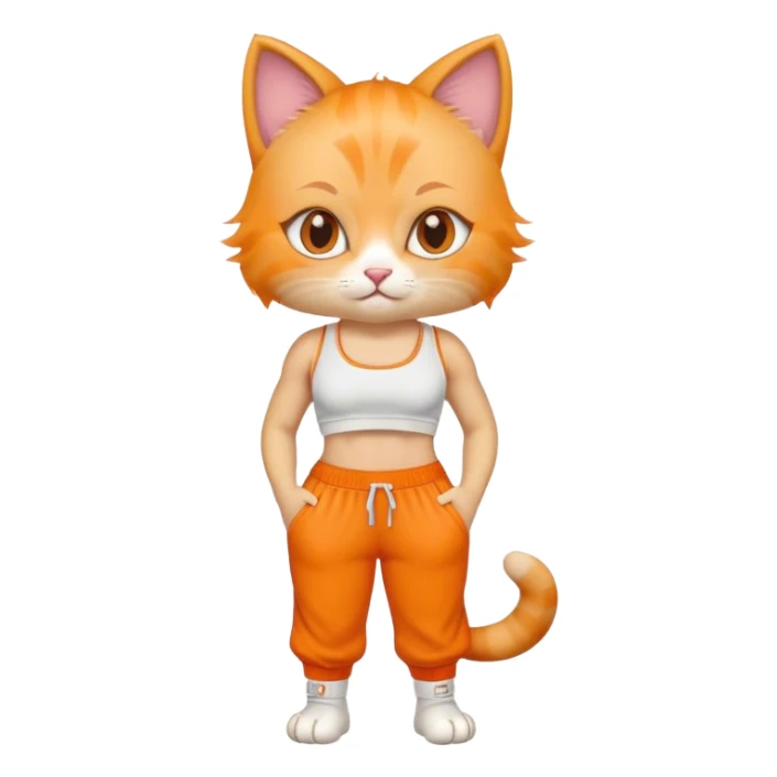 cute cat in sweatpants and crop top sticker