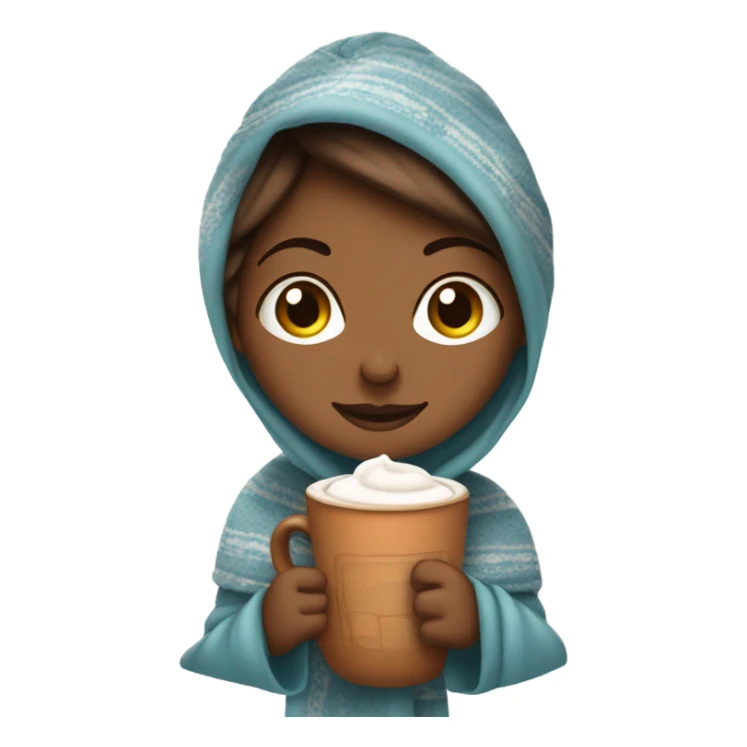 Carmel skinned girl drinking hot cocoa with a blanket around her sticker