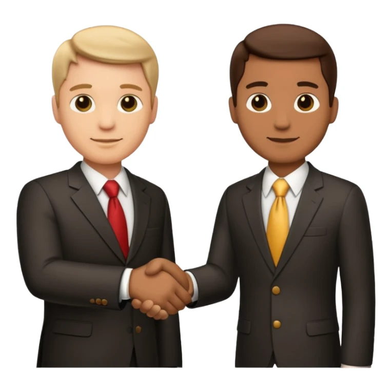 Businessman handshake, iOS emoji style, apple emoji design, clean and simple, no text sticker