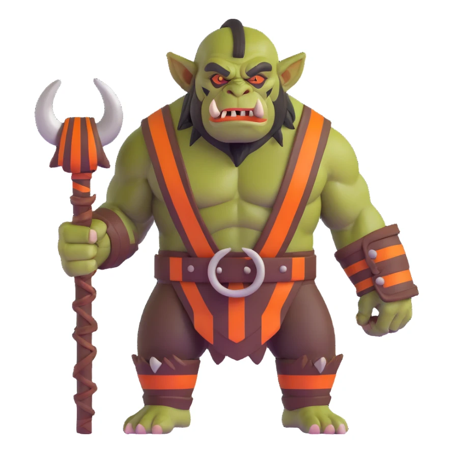 Tiger orc with tusks and orange stripes sticker