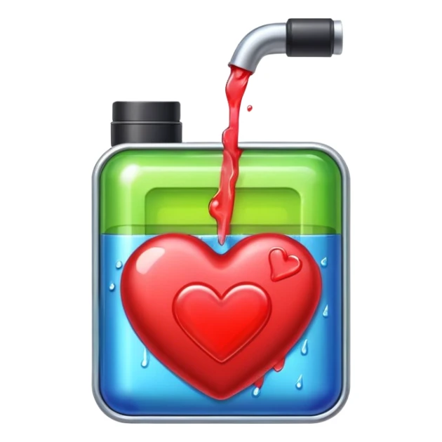 Filling a heart shaped battery with juice  sticker