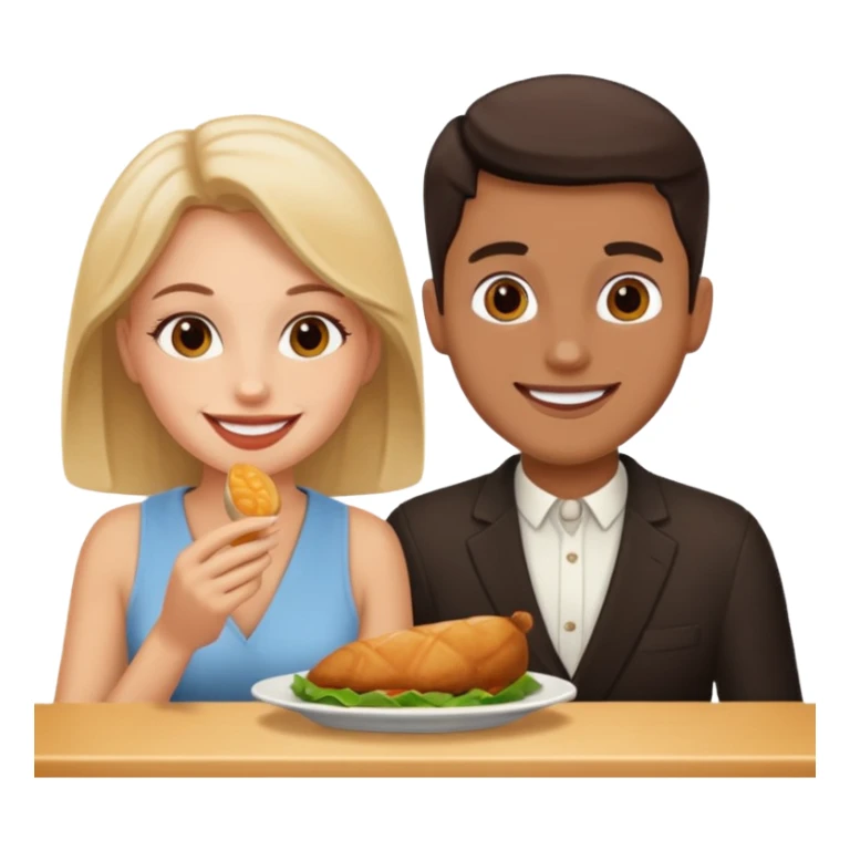 A woman and a man are eating in a restaurant. sticker