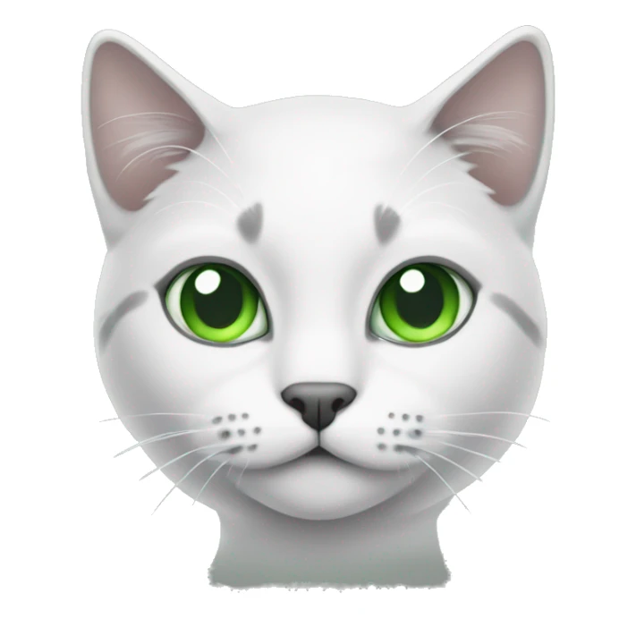 White grey cat with Green eyes round face  sticker